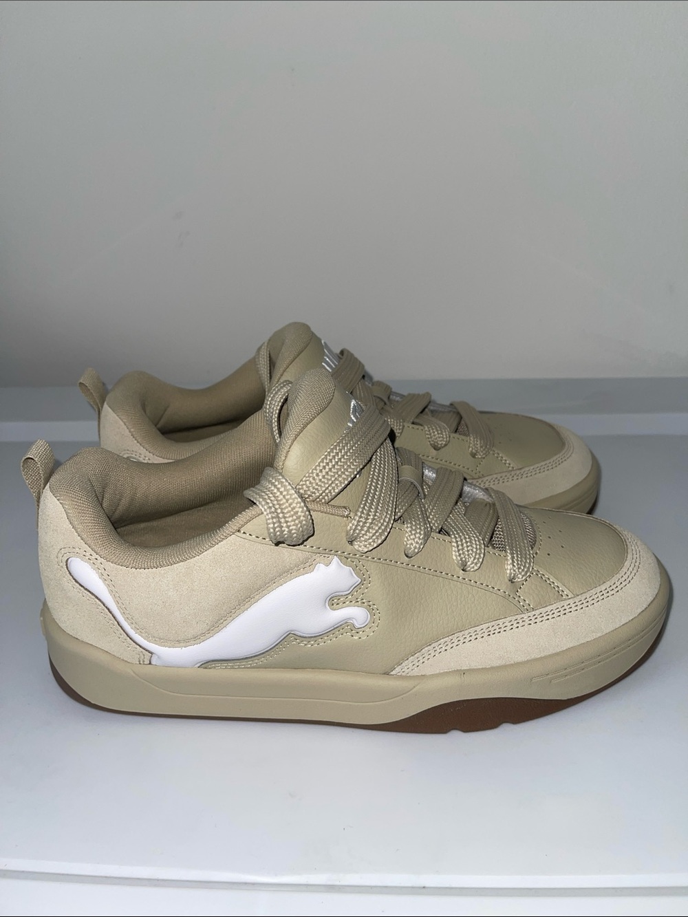 Puma Beige Sneakers with White Puma Formstrip